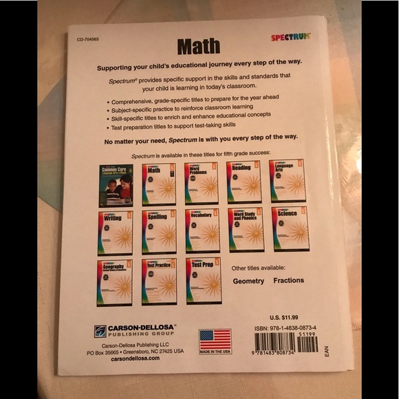 Spectrum Grade 5 Math Book - Picture 2 of 4